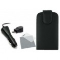 Pack : Housse à Rabat + Film de protection + Chargeur Voiture pour Samsung Galaxy Ace S5830